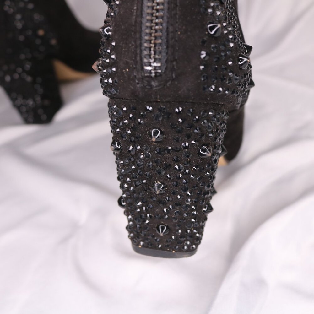 Zara Black Studded Embellished Block Heel Ankle Boots Booties Size 38 - Picture 11 of 14